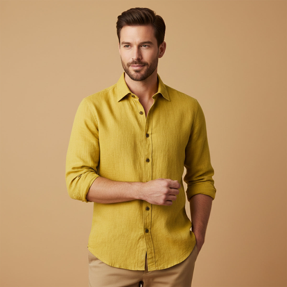 The Zurich Vintage Long Sleeve Linen Shirt for Men