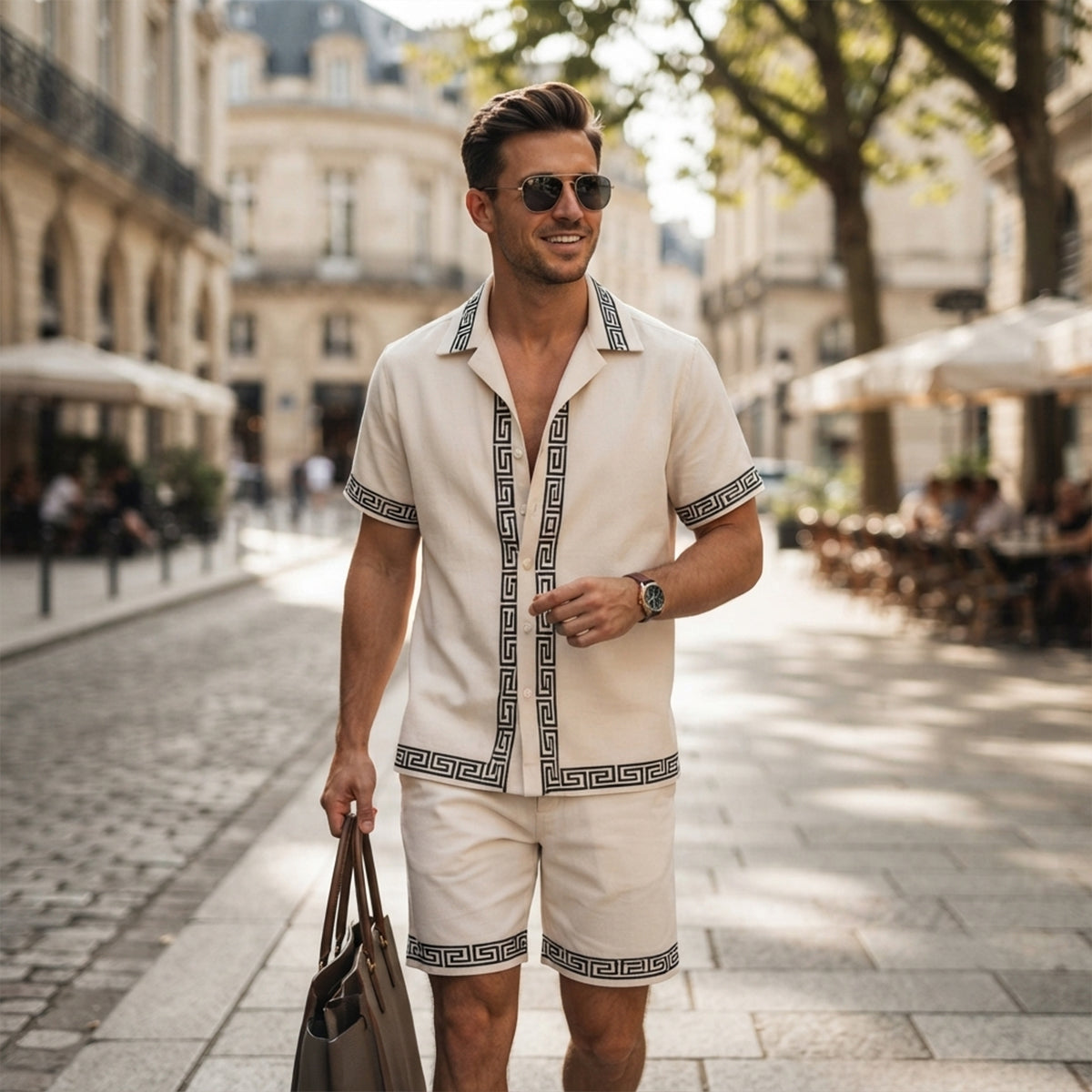 The Glenwood Ridge Men’s Casual Print Set – Shirt & Shorts