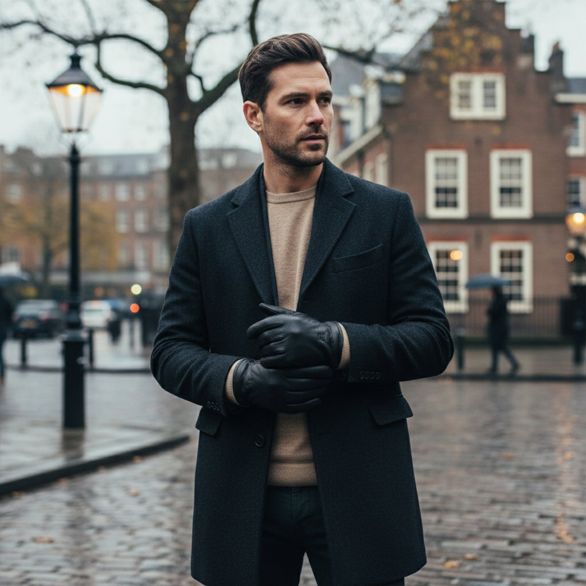 The Palermo Men's Faux Leather Wool Lined Winter Driving Gloves