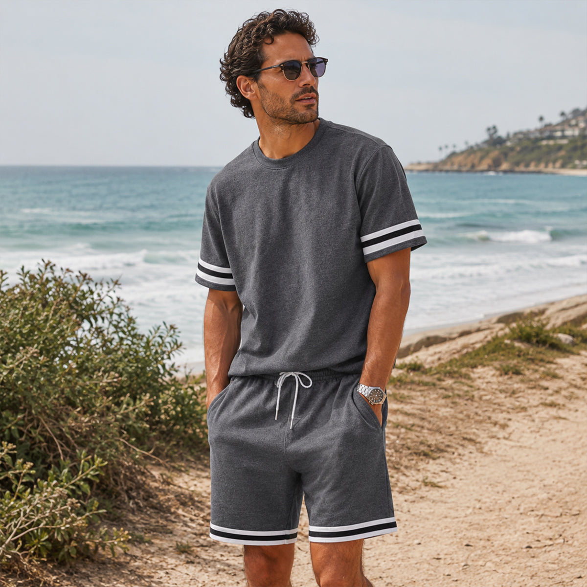 The Modena Men’s Trendy Summer Set – T-Shirt and Shorts