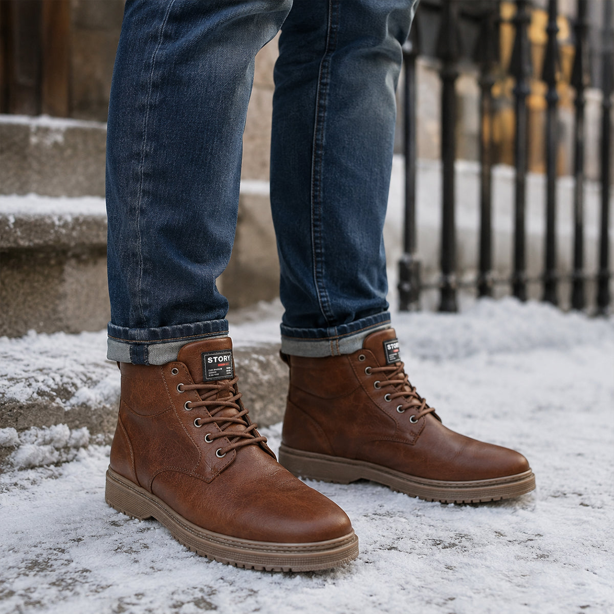 The Silverfield Men’s Classic Lace Up Leather Ankle Snow Boots