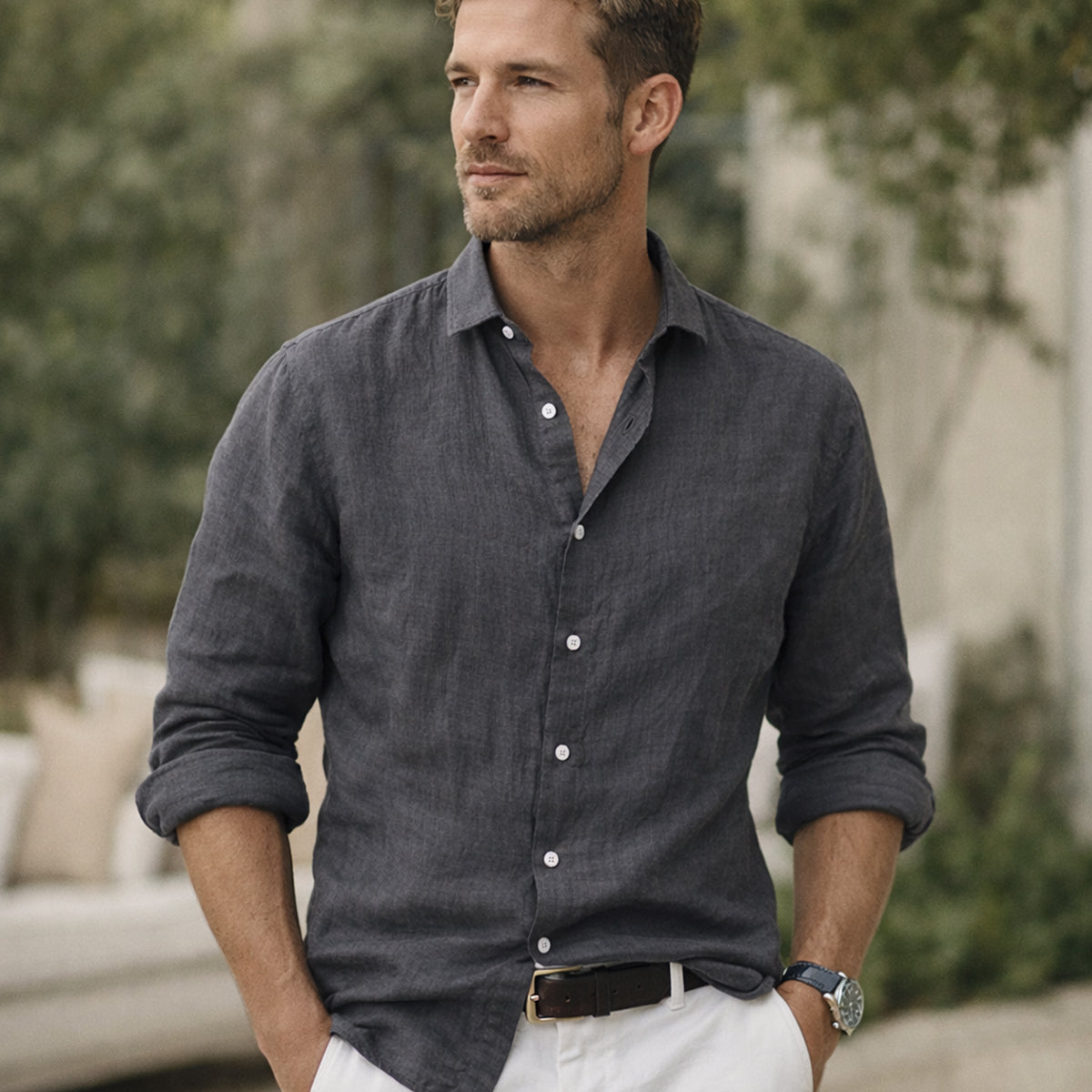 The Prague Men’s Classic Lightweight Button-Up Shirt