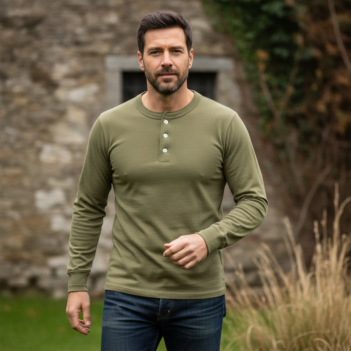 The Umbria Men’s Lightweight Cotton Casual Henley Shirt