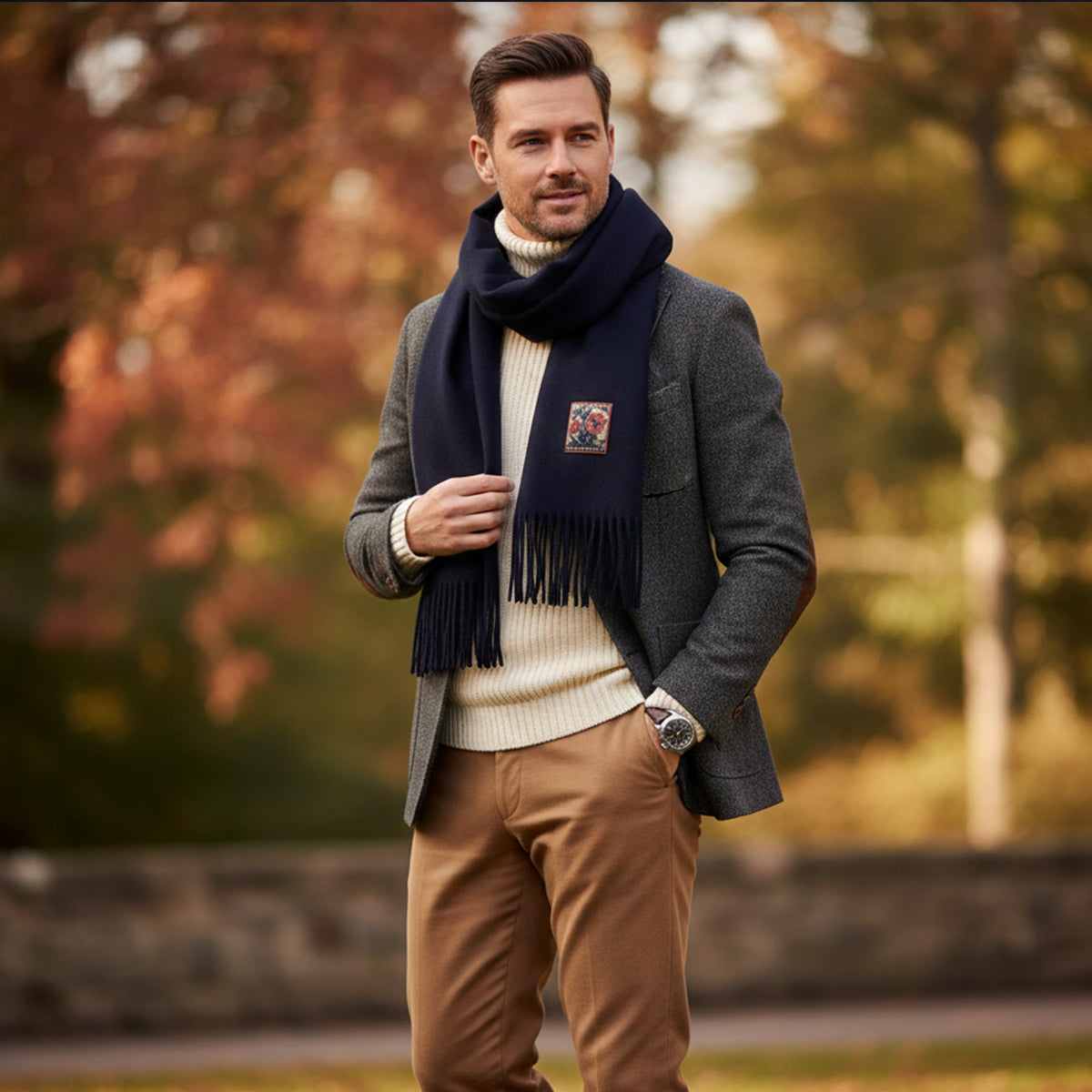 The Marais Cashmere Merino Scarf for Men - Black