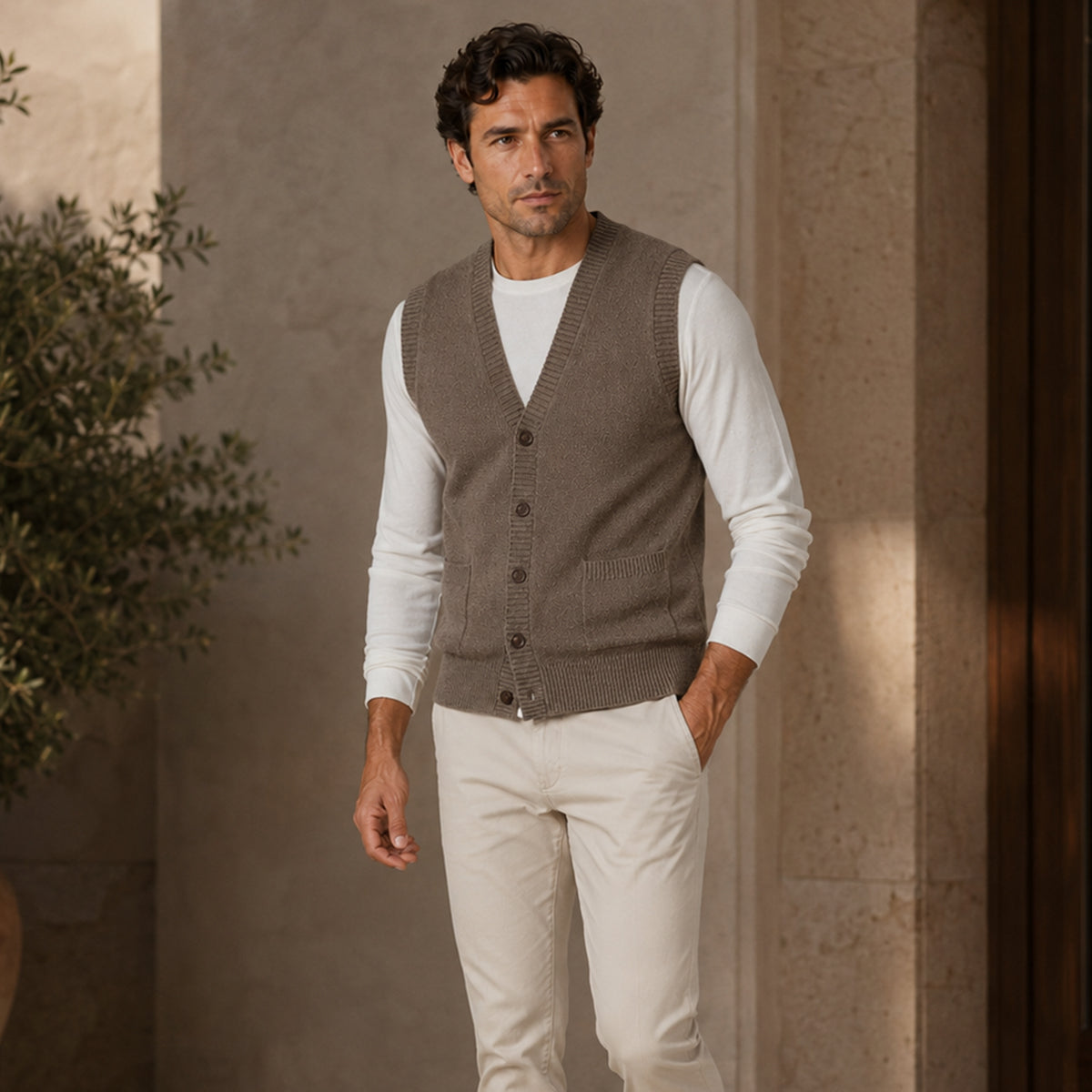 The Somerset Men’s Smart Casual Button Front Knit Vest