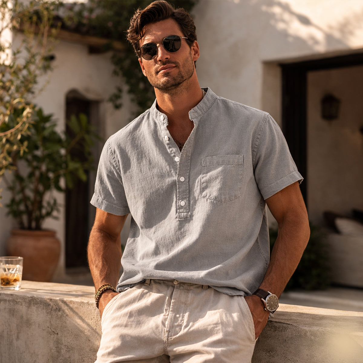 The Piccadilly Men’s Soft Summer Basic Shirt with Chest Pocket