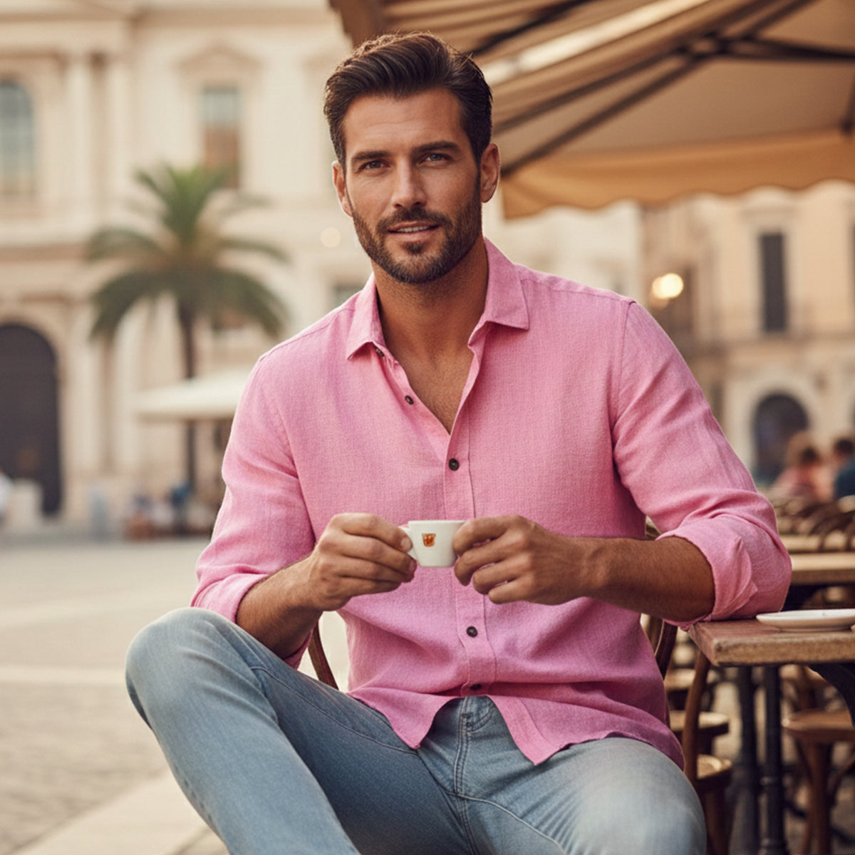 The Zurich Vintage Long Sleeve Linen Shirt for Men