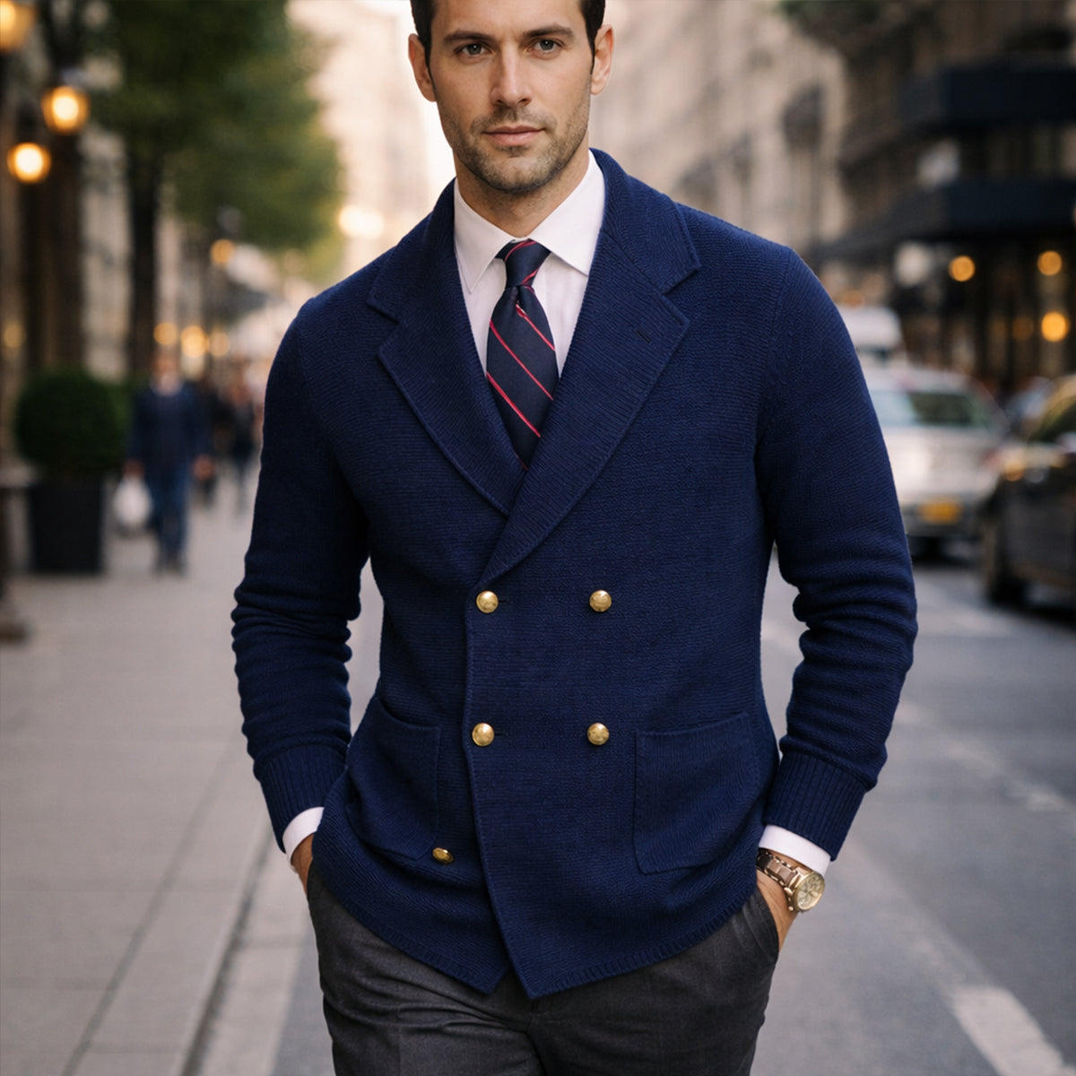The Pisa Men’s Smart Casual Double Breasted Knit Cardigan