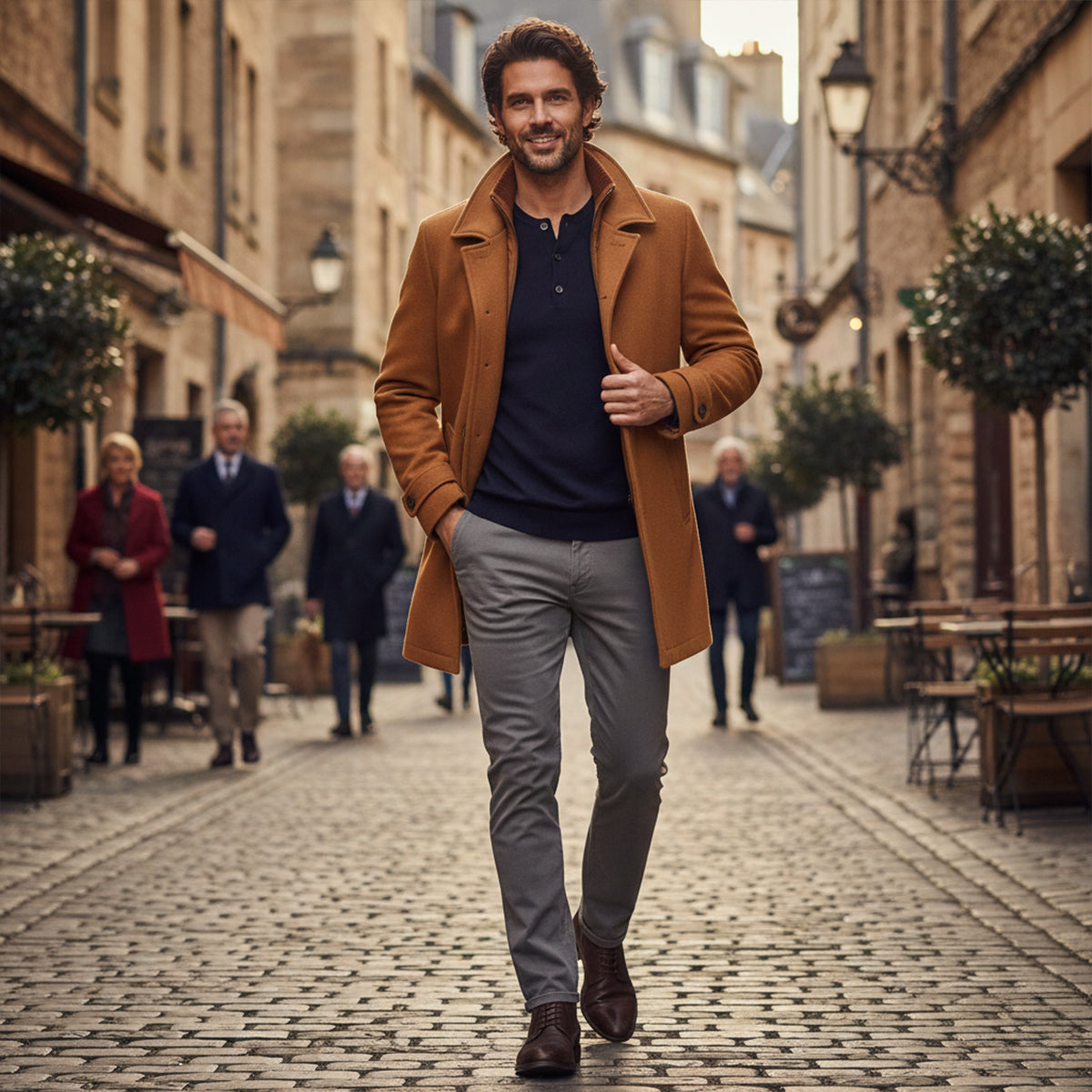 The Windermere Men’s Smart Wool Blend Jacket with Zipper and Button Closure