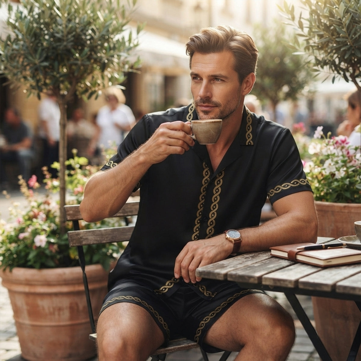 The Stonehill Men’s Retro Print Set – Shirt & Shorts