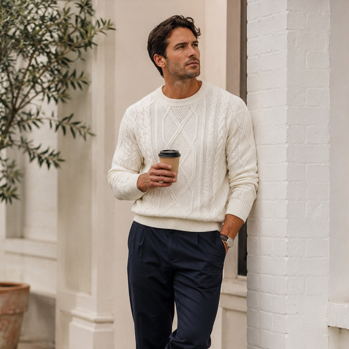 The Aberdeen Men’s Warm Chunky Fisherman Cable Knit Winter Sweater