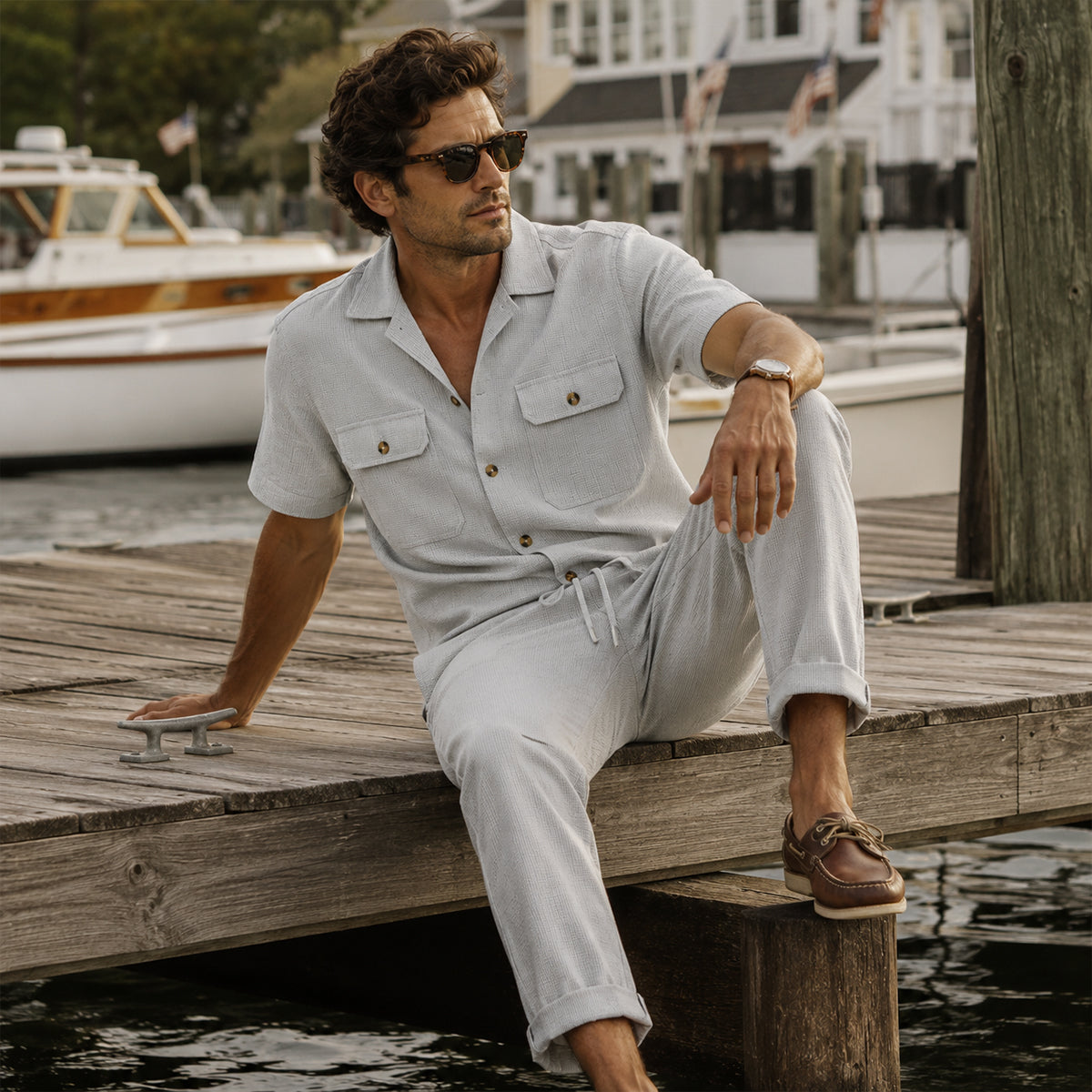 The Edgemont Men’s Casual Button-Up Shirt & Pants Set