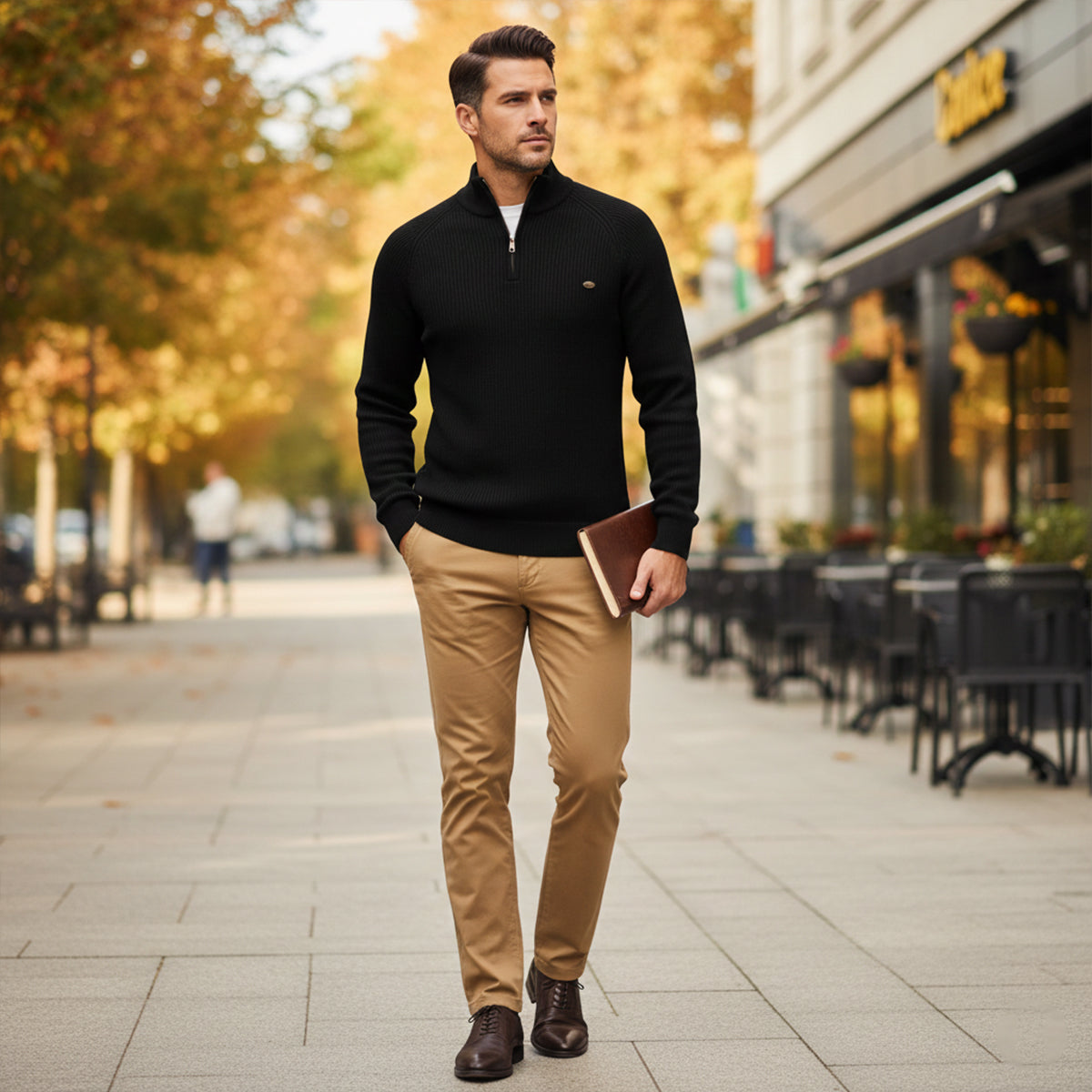 The Lignano Men’s Cotton Knit Smart Casual Quarter Zip Sweater