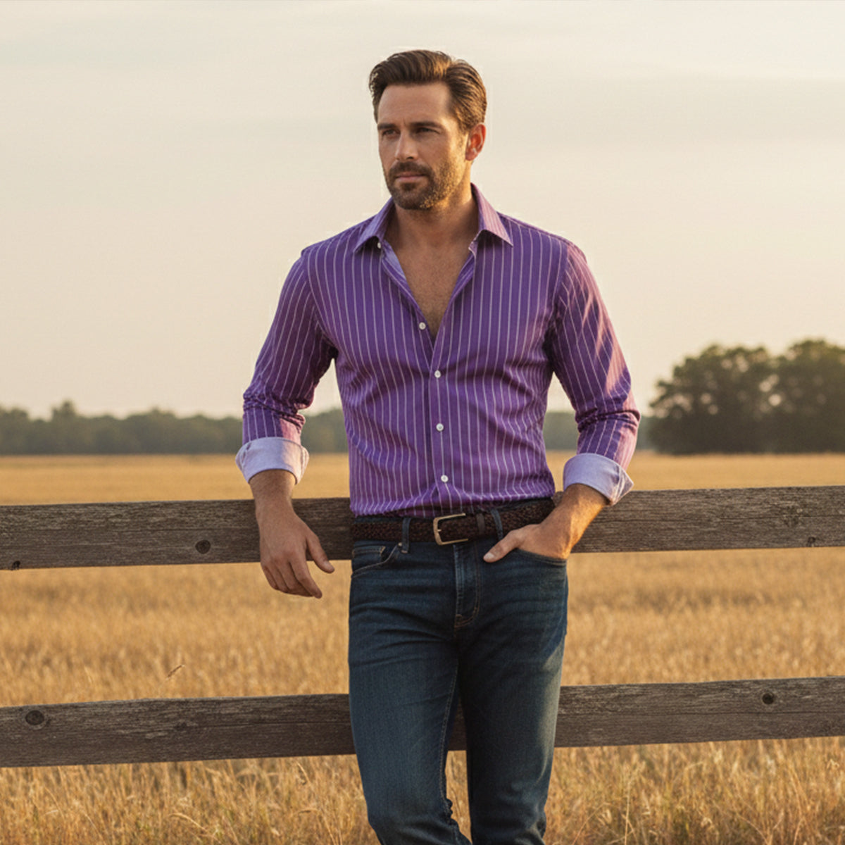 The Amalfi Men’s Casual Slim Fit Striped Button-Up Shirt