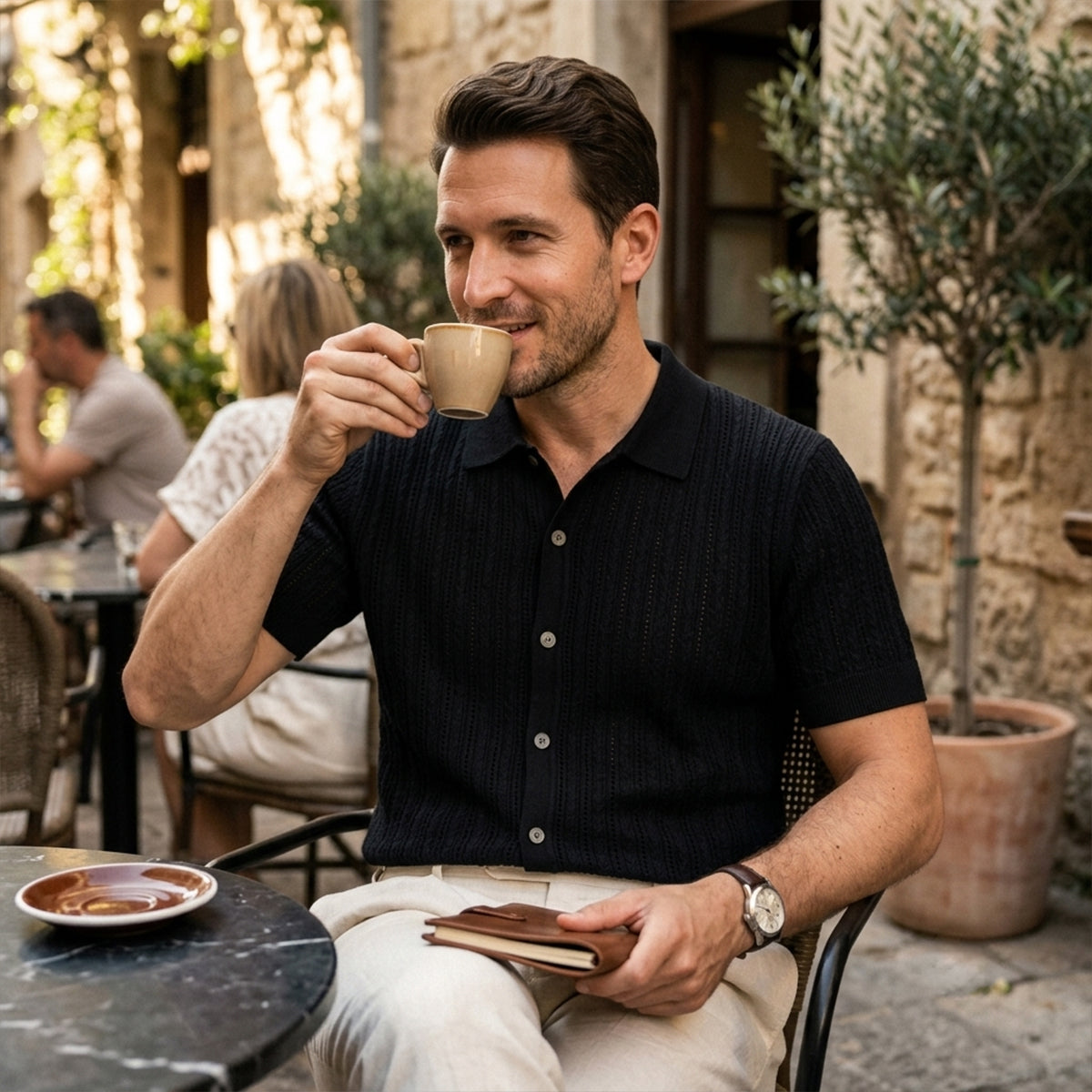 The Trapani Men’s Casual Knit Button Down Polo Shirt