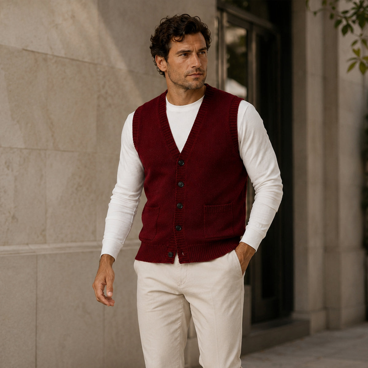 The Somerset Men’s Smart Casual Button Front Knit Vest