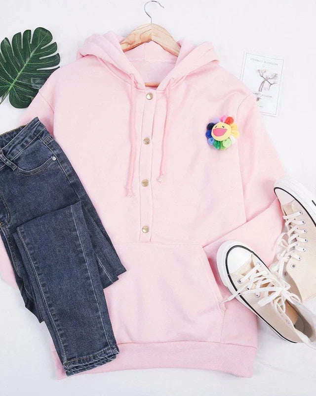 Women's Relaxed Hoodie Drawstrings Sweater