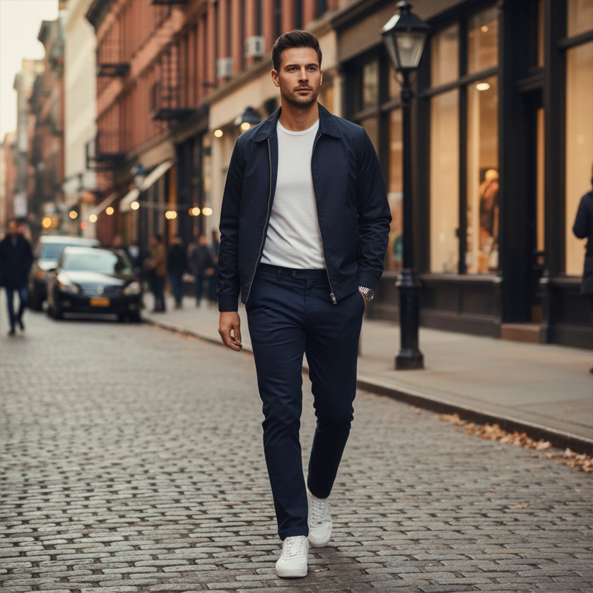 The Napoli Men’s Navy Blue Co Ord Set – Lightweight Cotton Jacket & Pants