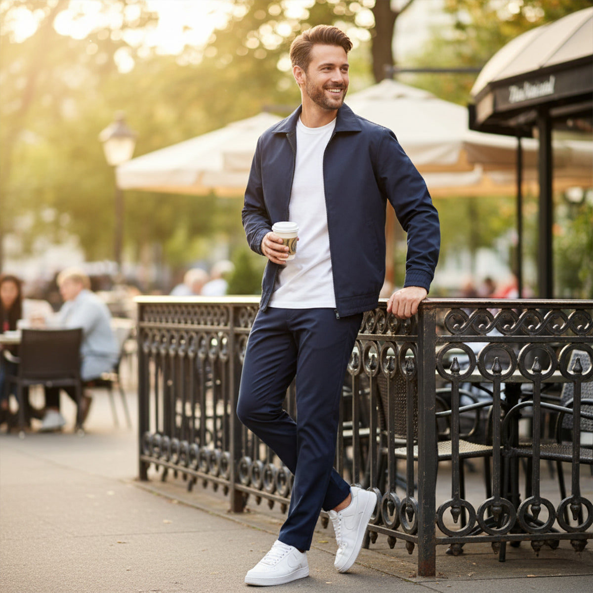 The Napoli Men’s Navy Blue Co Ord Set – Lightweight Cotton Jacket & Pants