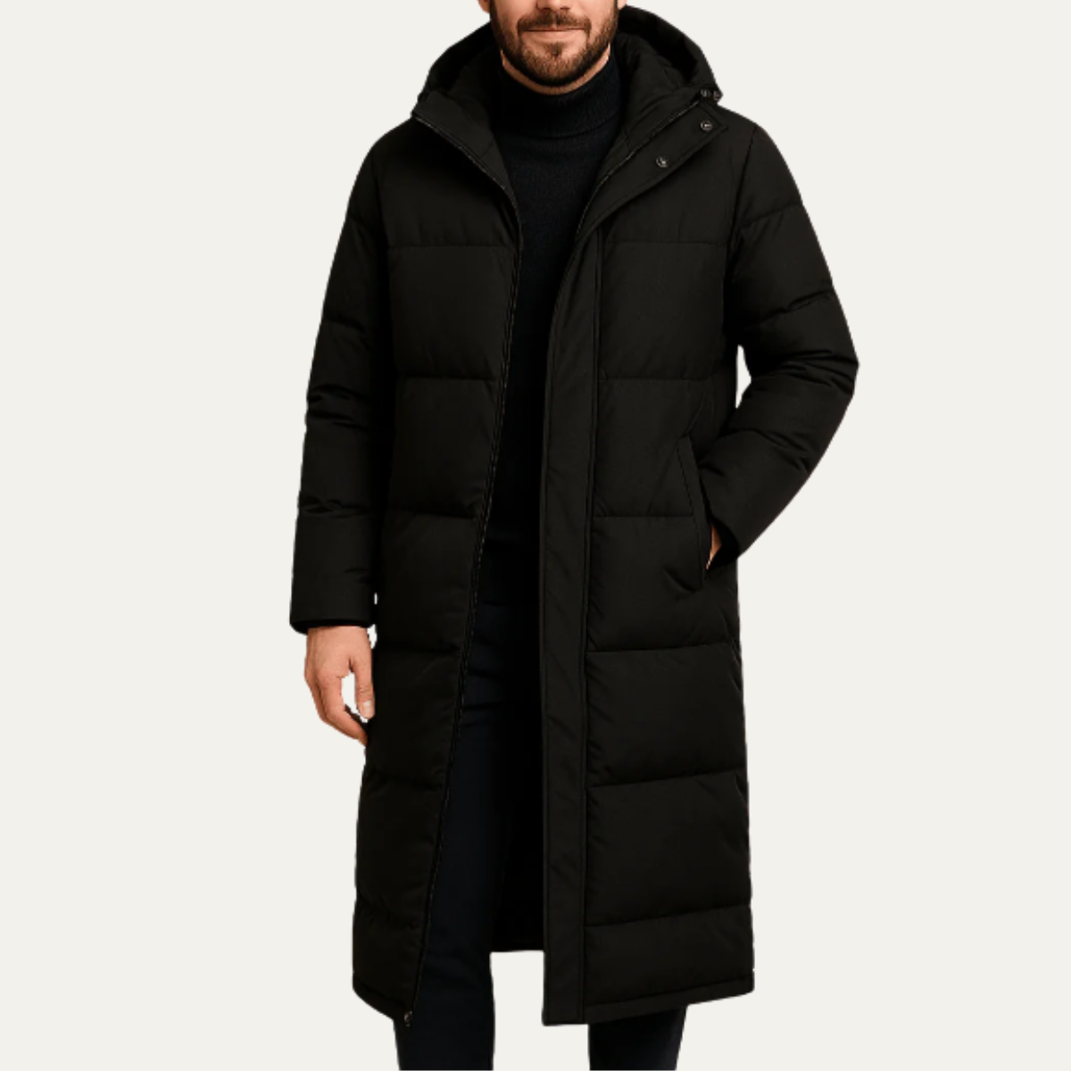 The Hollister Men’s Long Puffer Winter Hooded Coat