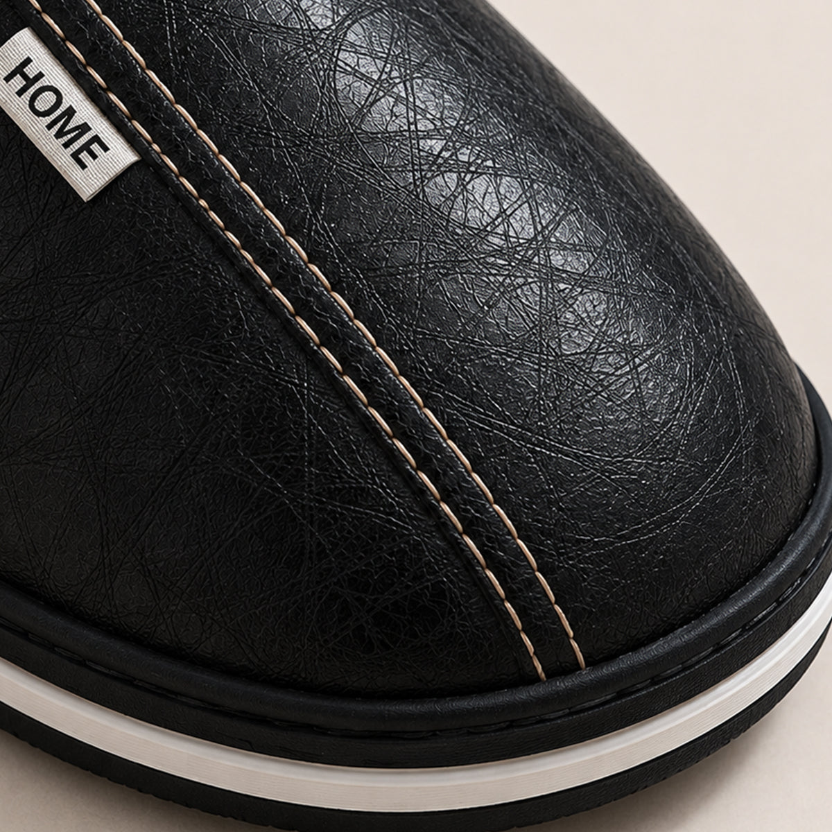 The Lampeter Men's Warm Fur Lined Leather Mule House Shoes