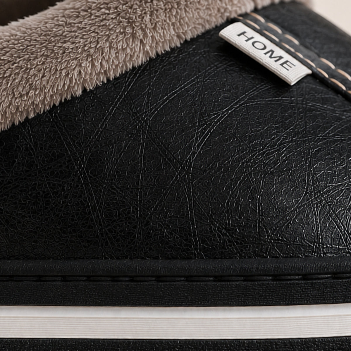 The Lampeter Men's Warm Fur Lined Leather Mule House Shoes