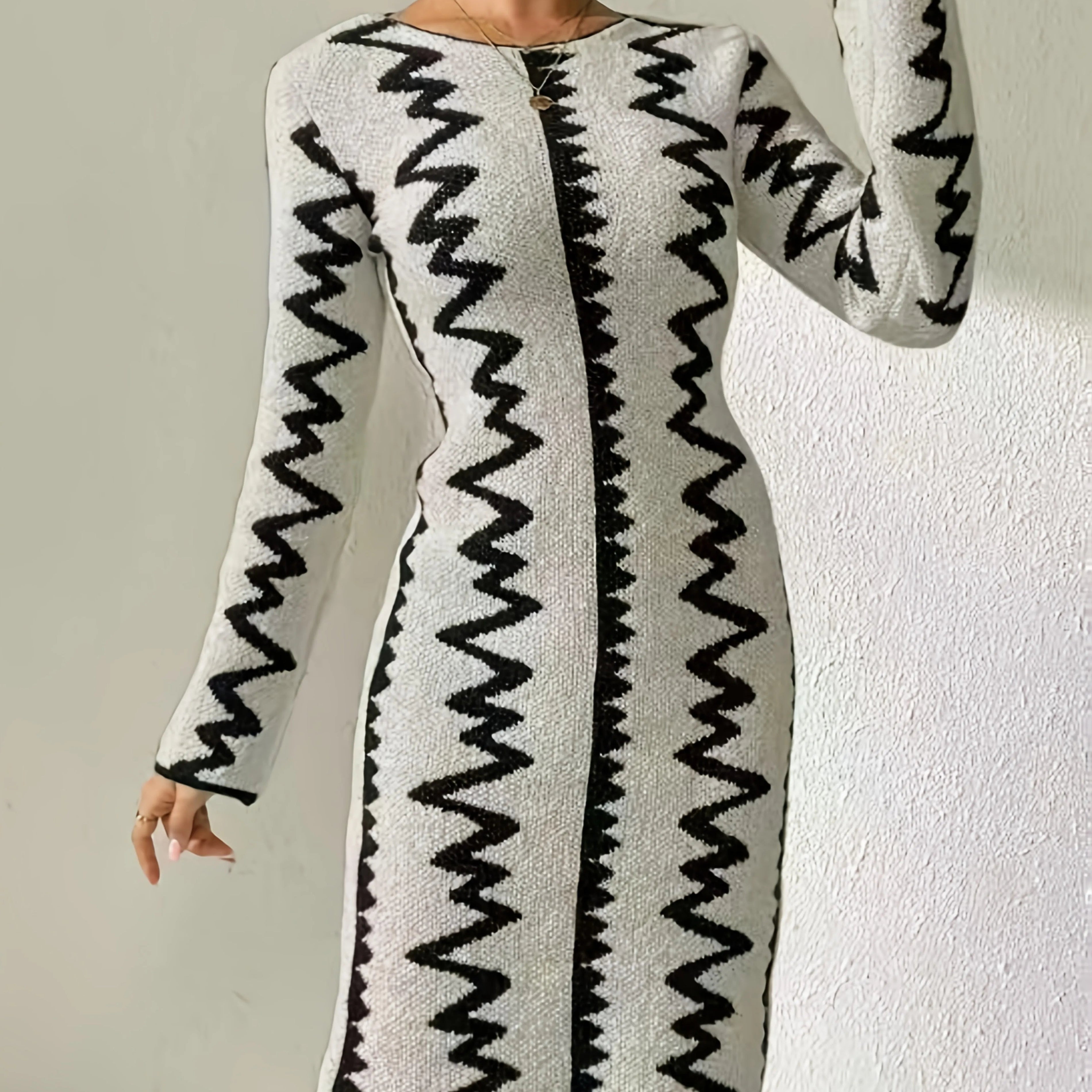 Women's Geometric Stripe Sweater Dress