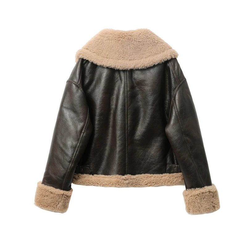 Women's Aviator Jacket with Faux Fur Trim