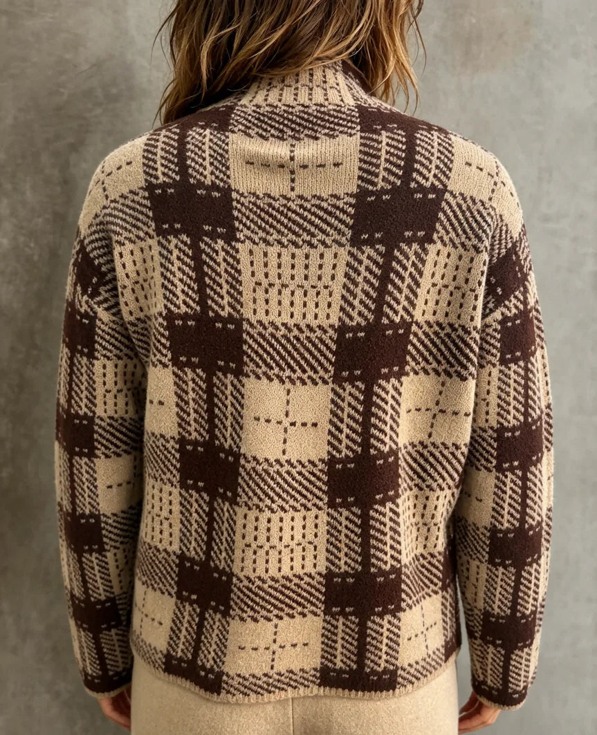 Women’s Plaid Mock Neck Knit Sweater