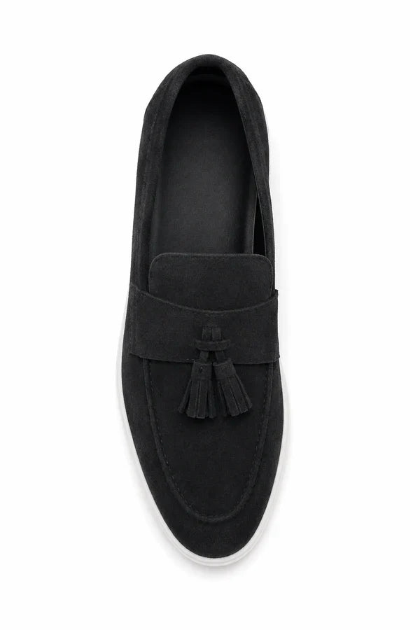 The Prescott Men's Suede Tassel Slip On Loafers - Black