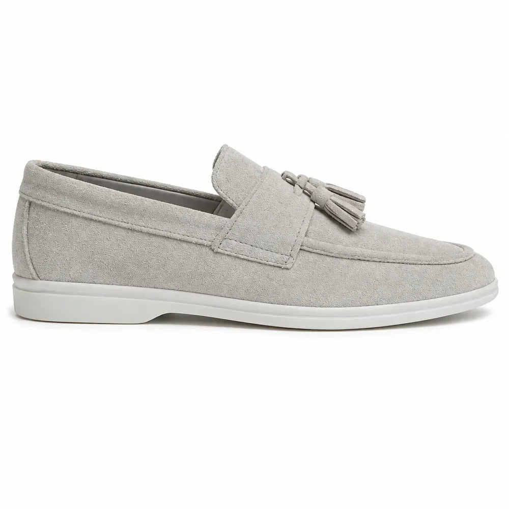 The Prescott Men's Suede Tassel Slip On Loafers - Gray