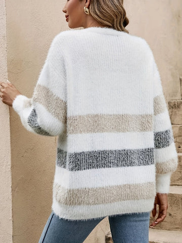 Women's Color Block Button Front Knit Cardigan