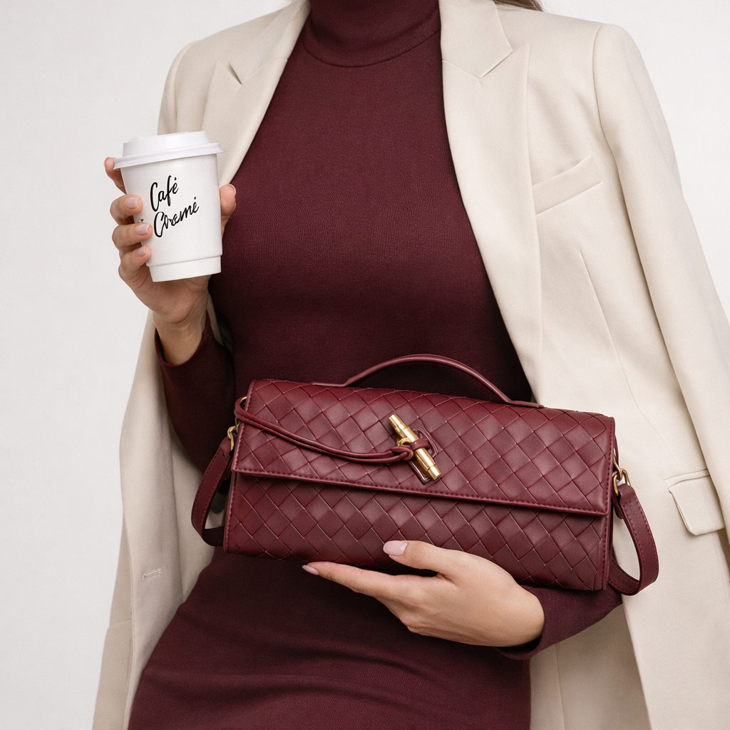 Elegant Woven Clutch Bag – Luxe Evening Shoulder Design