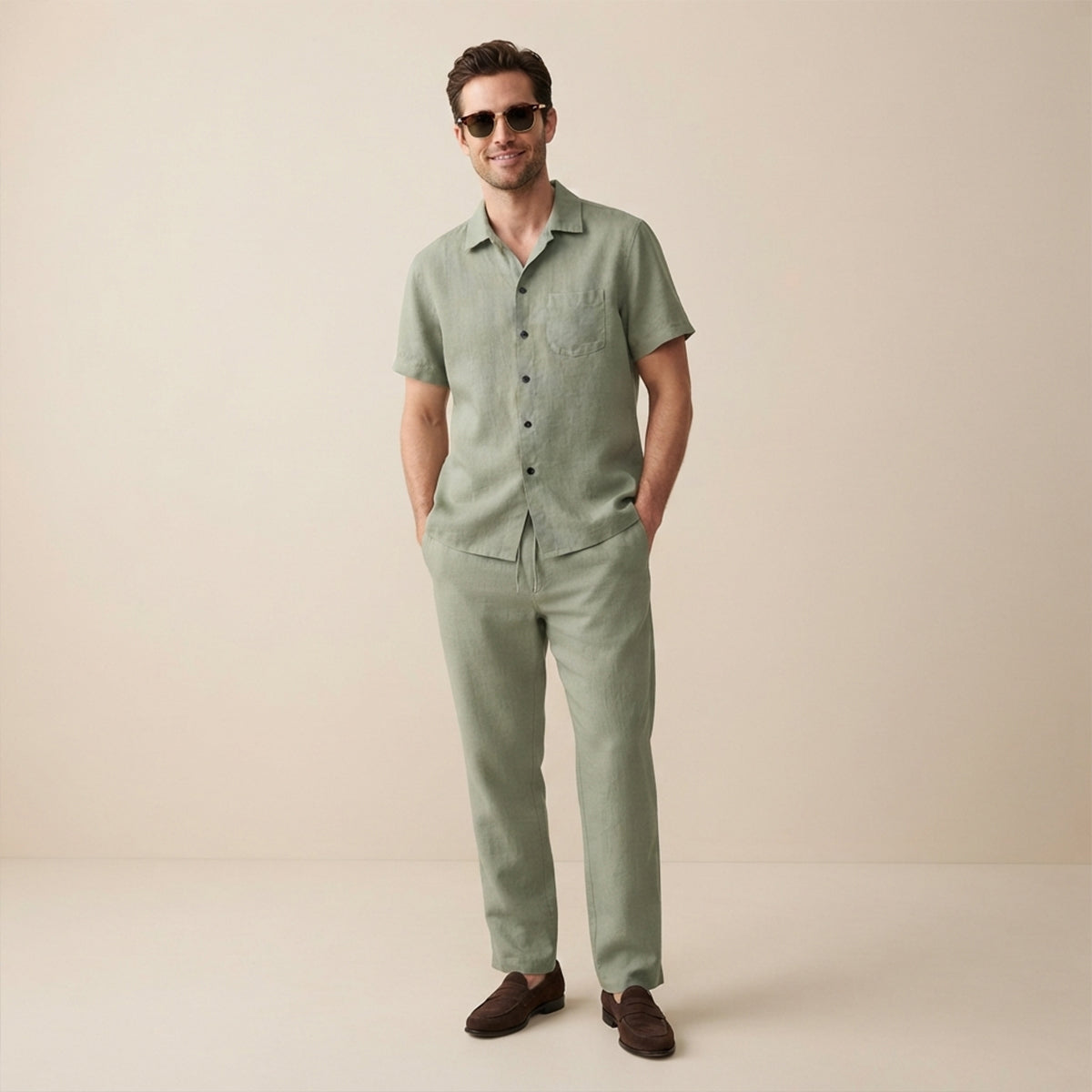 The Brookcrest Ridge Men’s Linen Casual Summer Set – Shirt & Pants