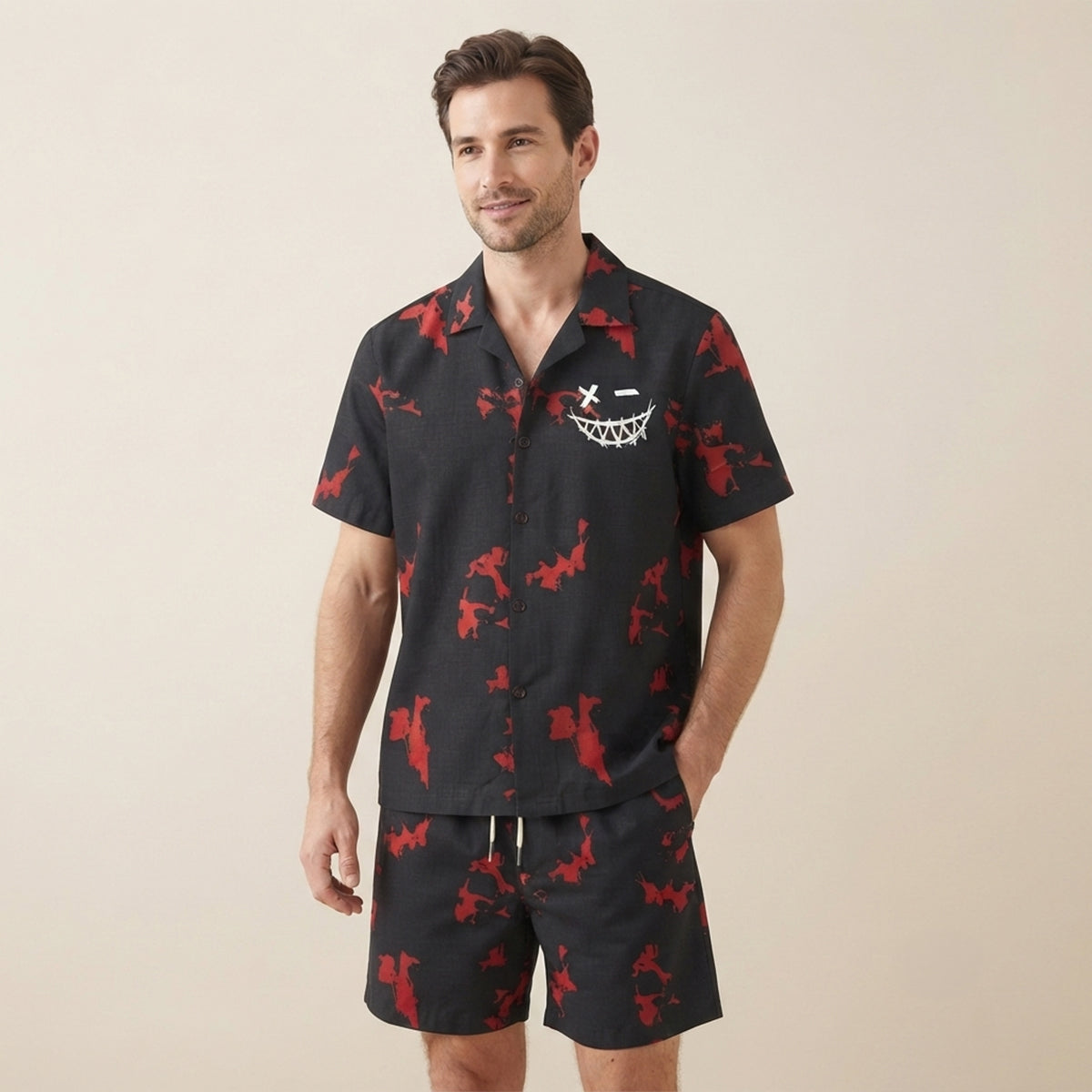 The Glenwood Ridge Men’s Casual Print Set – Shirt & Shorts