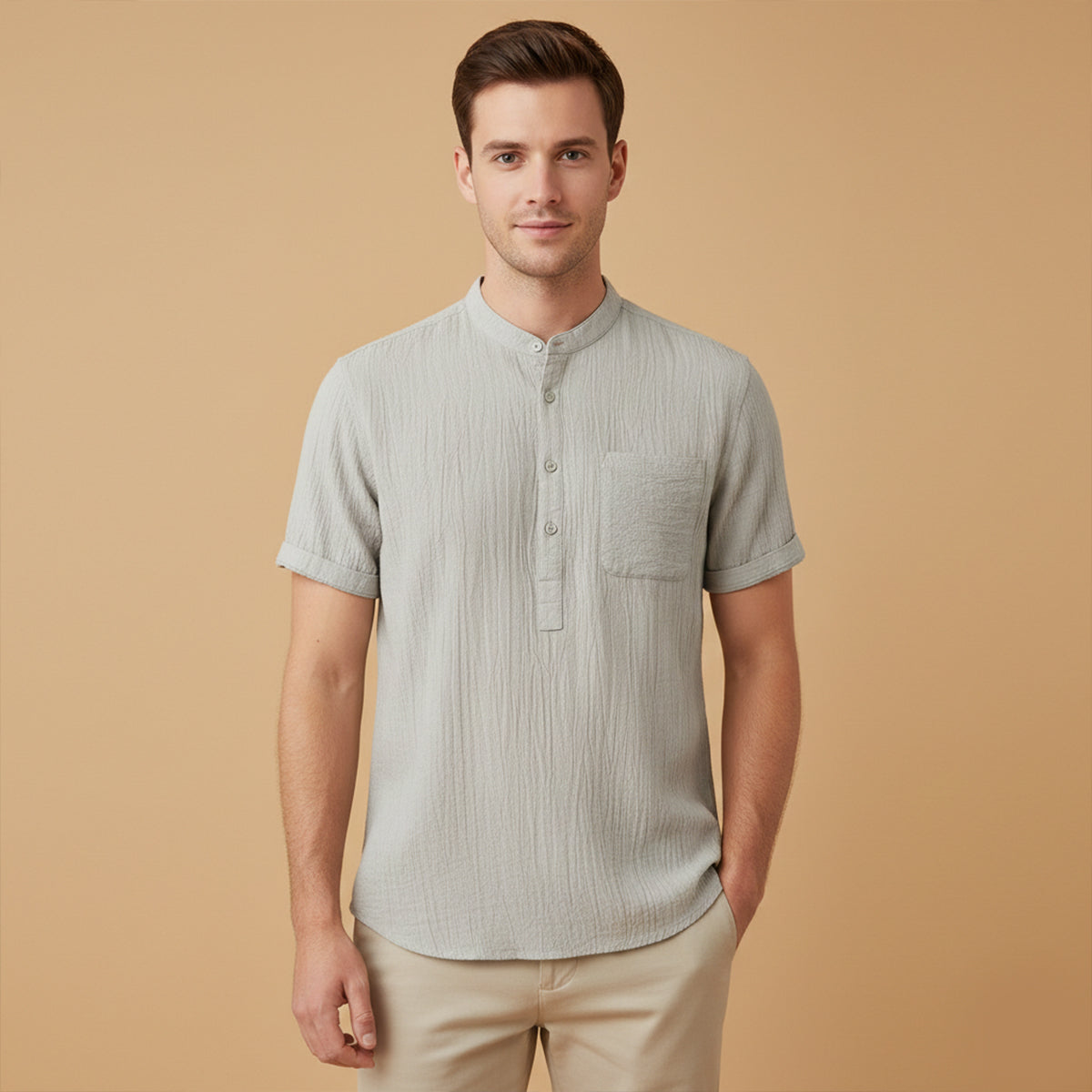 The Inverness Men’s Soft Cotton Linen Henley Shirt