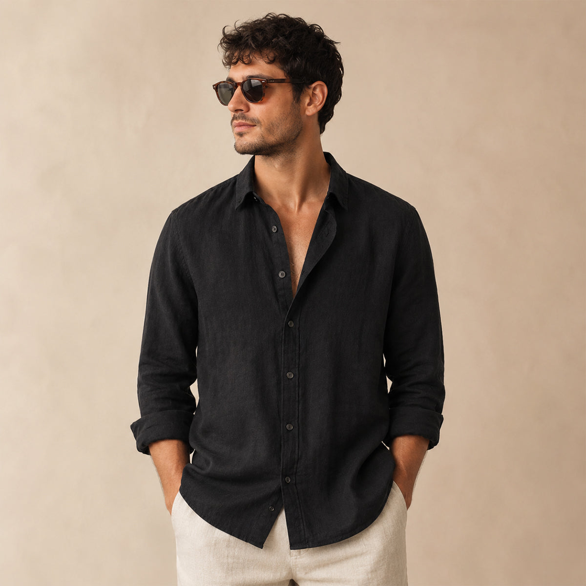 The Silverlake Men’s Cotton Linen Button-Up Beach Shirt