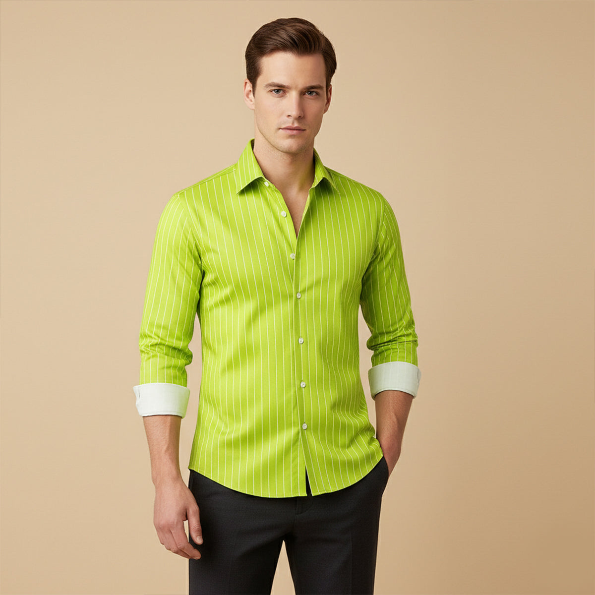 The Amalfi Men’s Casual Slim Fit Striped Button-Up Shirt