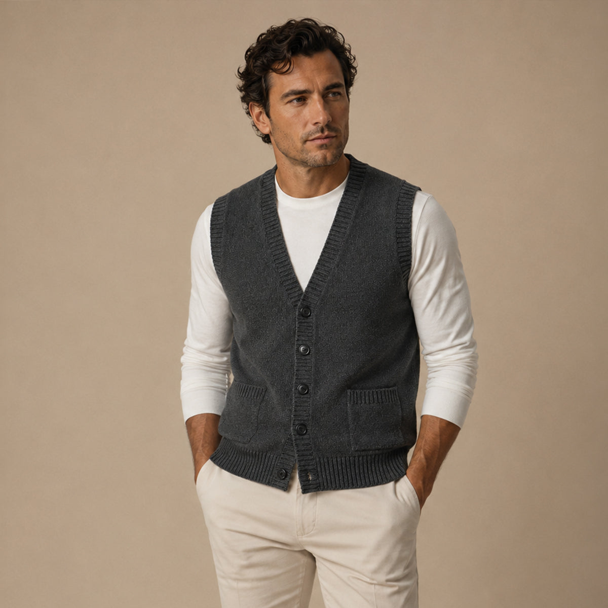 The Somerset Men’s Smart Casual Button Front Knit Vest