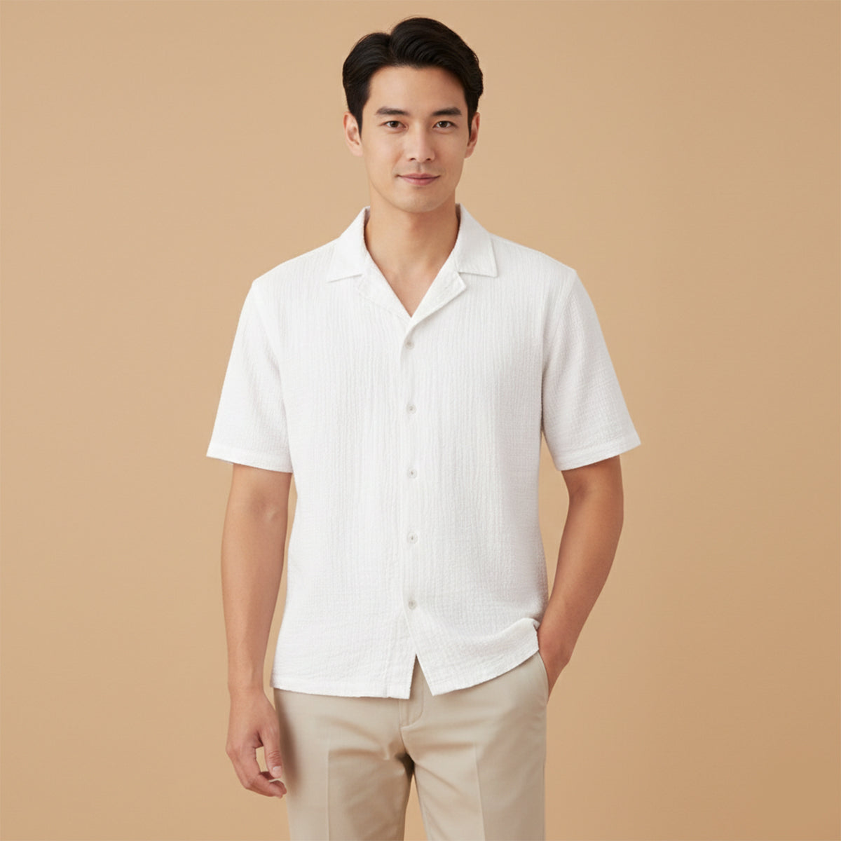 The Oxford Men’s Turn Down Collar Trendy Loose Fit Button-Up Shirt