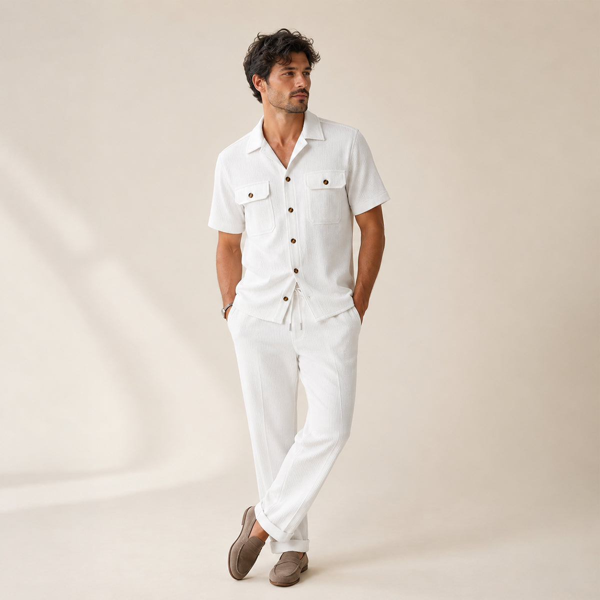 The Edgemont Men’s Casual Button-Up Shirt & Pants Set