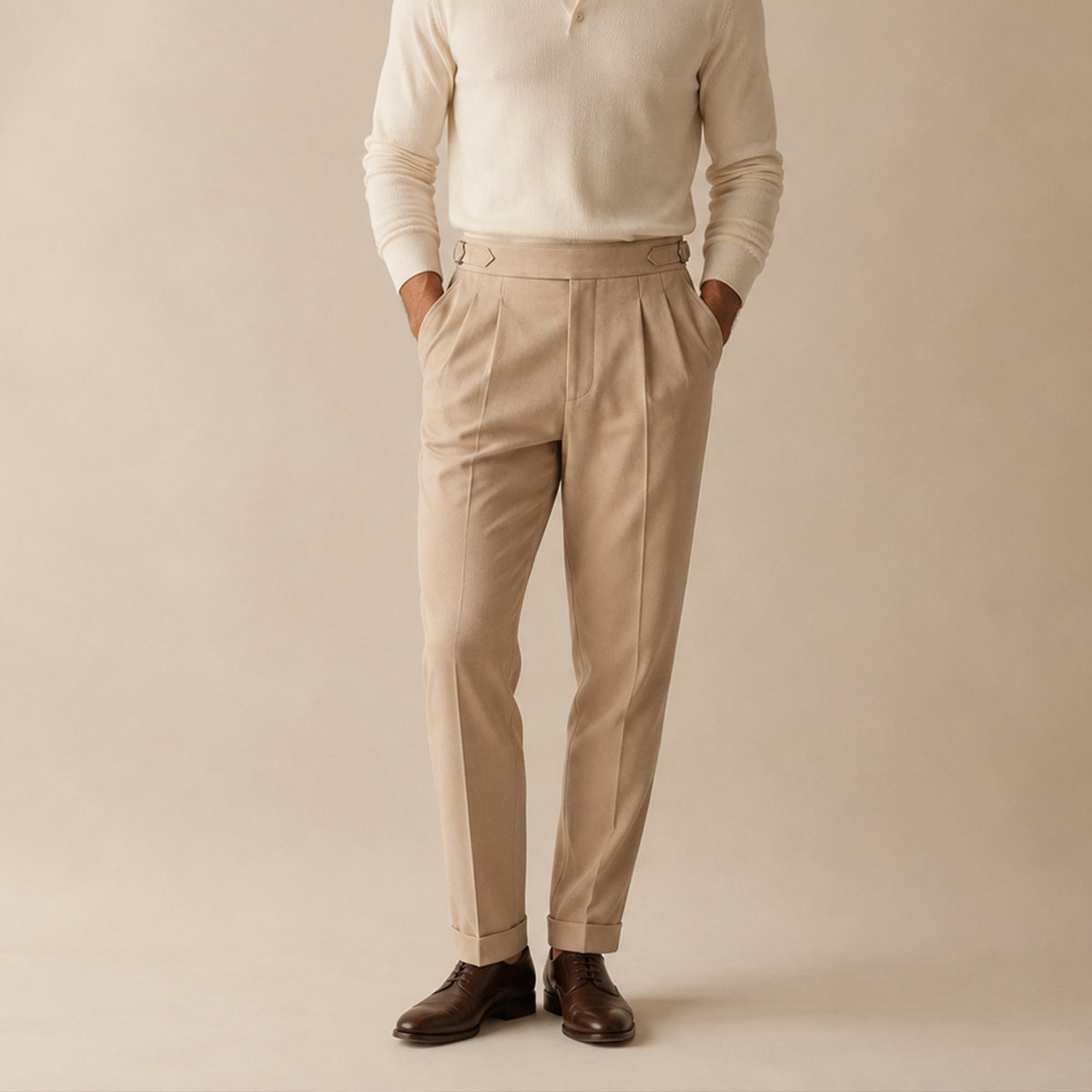 The Riva Garda Men’s High Waist Double Pleated Pants