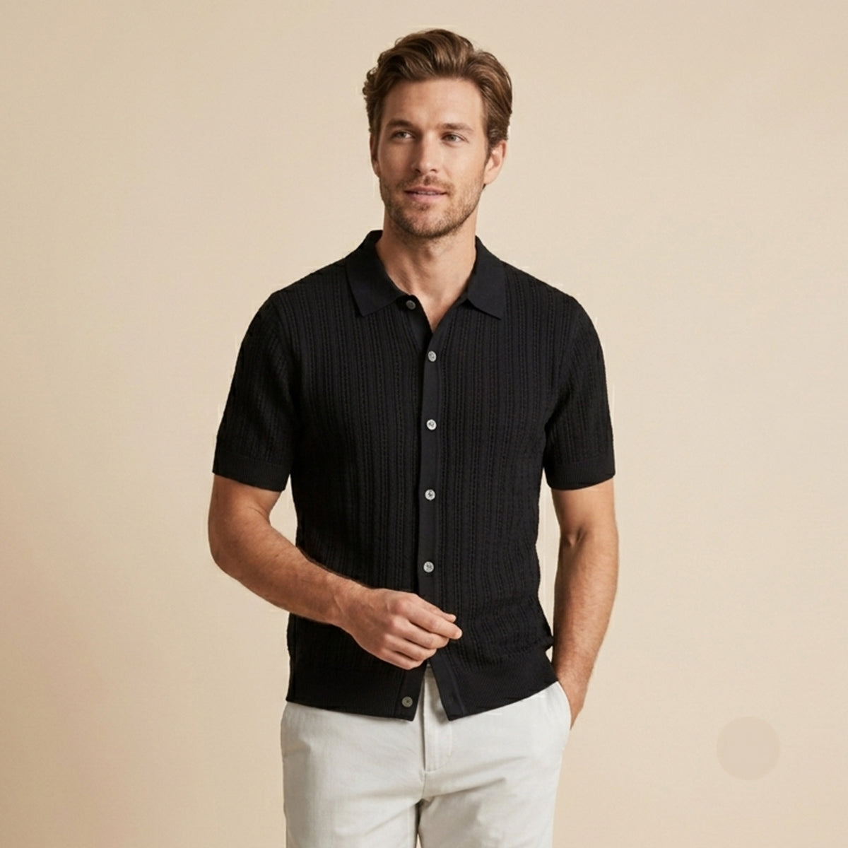 The Trapani Men’s Casual Knit Button Down Polo Shirt