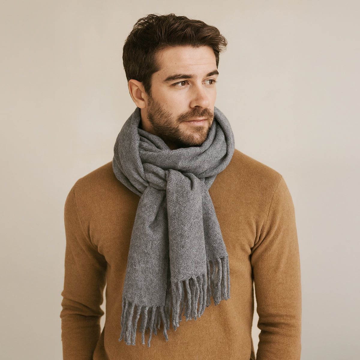 The Rive Gauche Cashmere Merino Scarf for Men - Grey