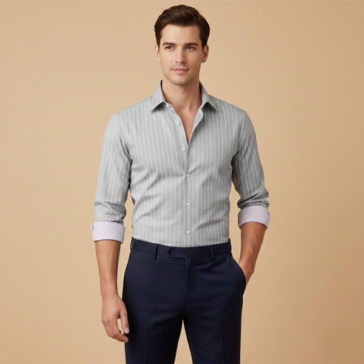 The Sorrento Men’s Trendy Slim Fit Striped Button-Up Shirt
