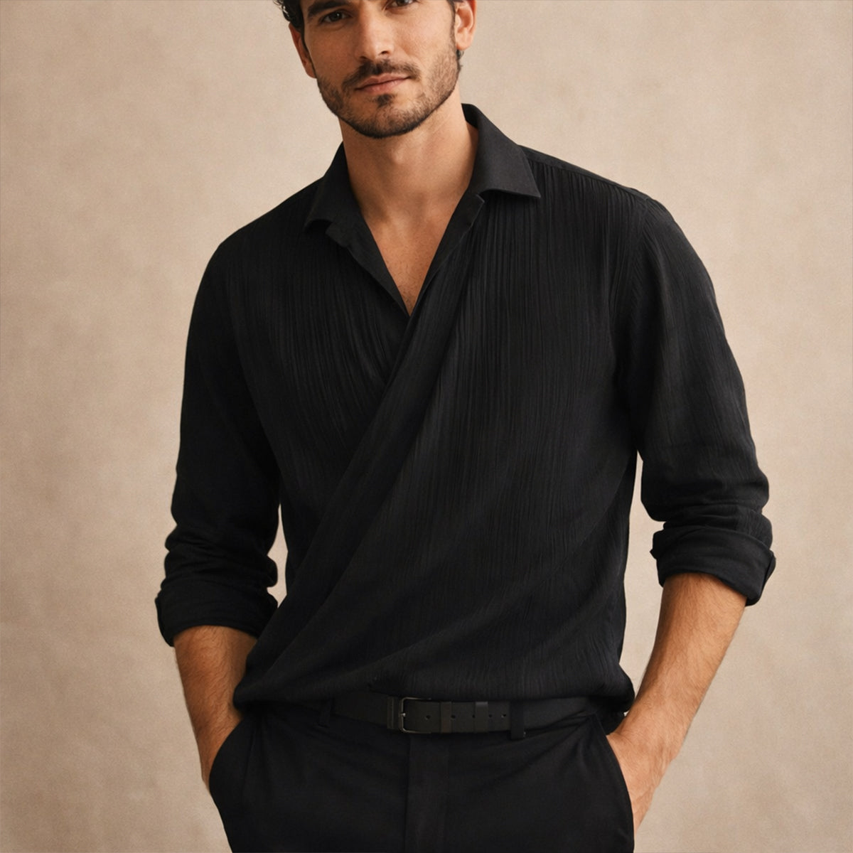 The Devonshire Men’s Slim Fit Business Dress Shirt – Black