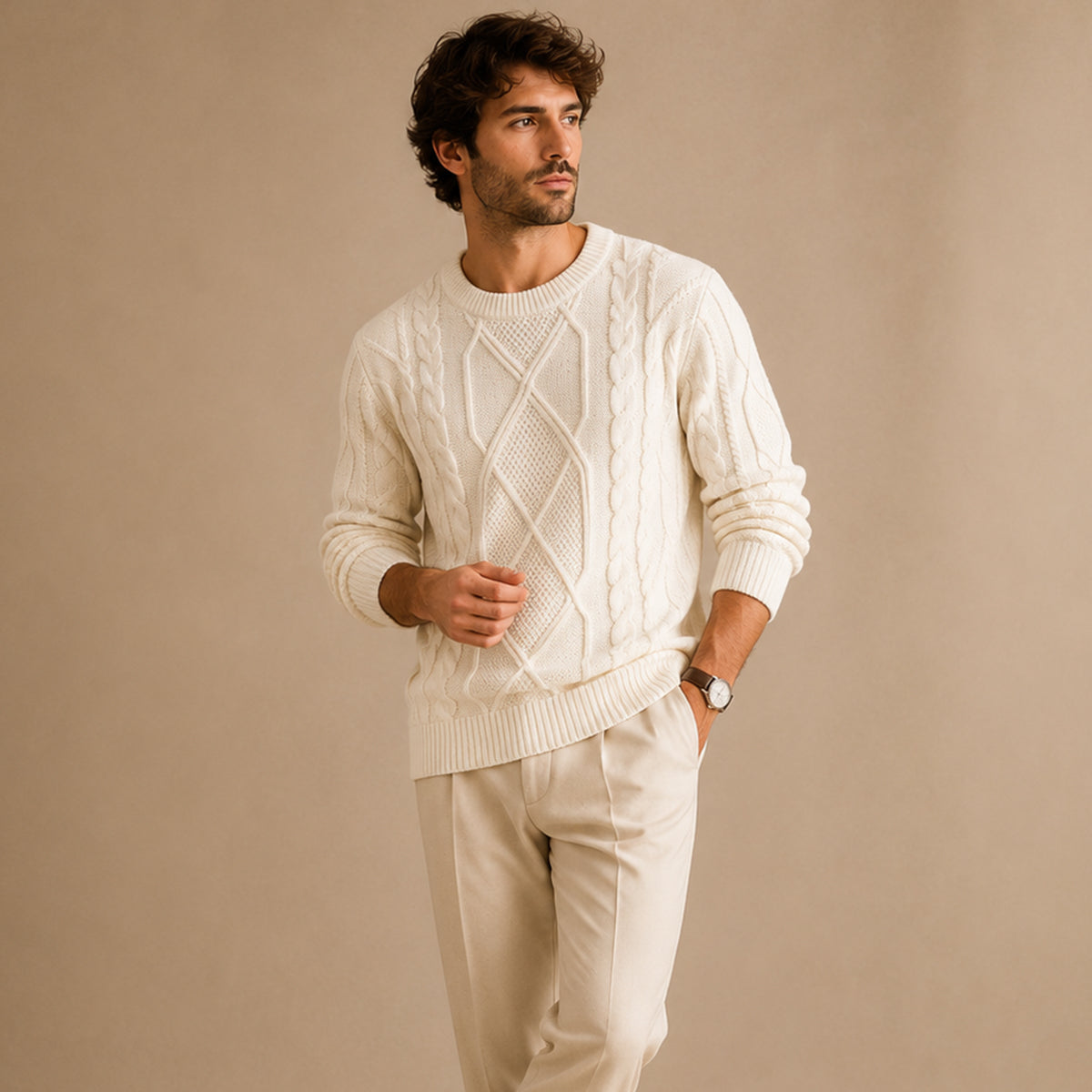 The Aberdeen Men’s Warm Chunky Fisherman Cable Knit Winter Sweater