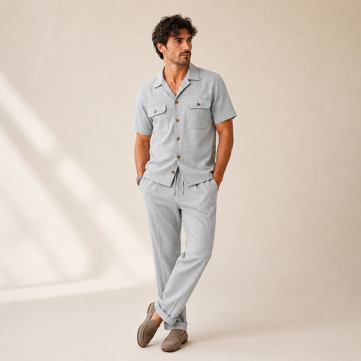The Edgemont Men’s Casual Button-Up Shirt & Pants Set