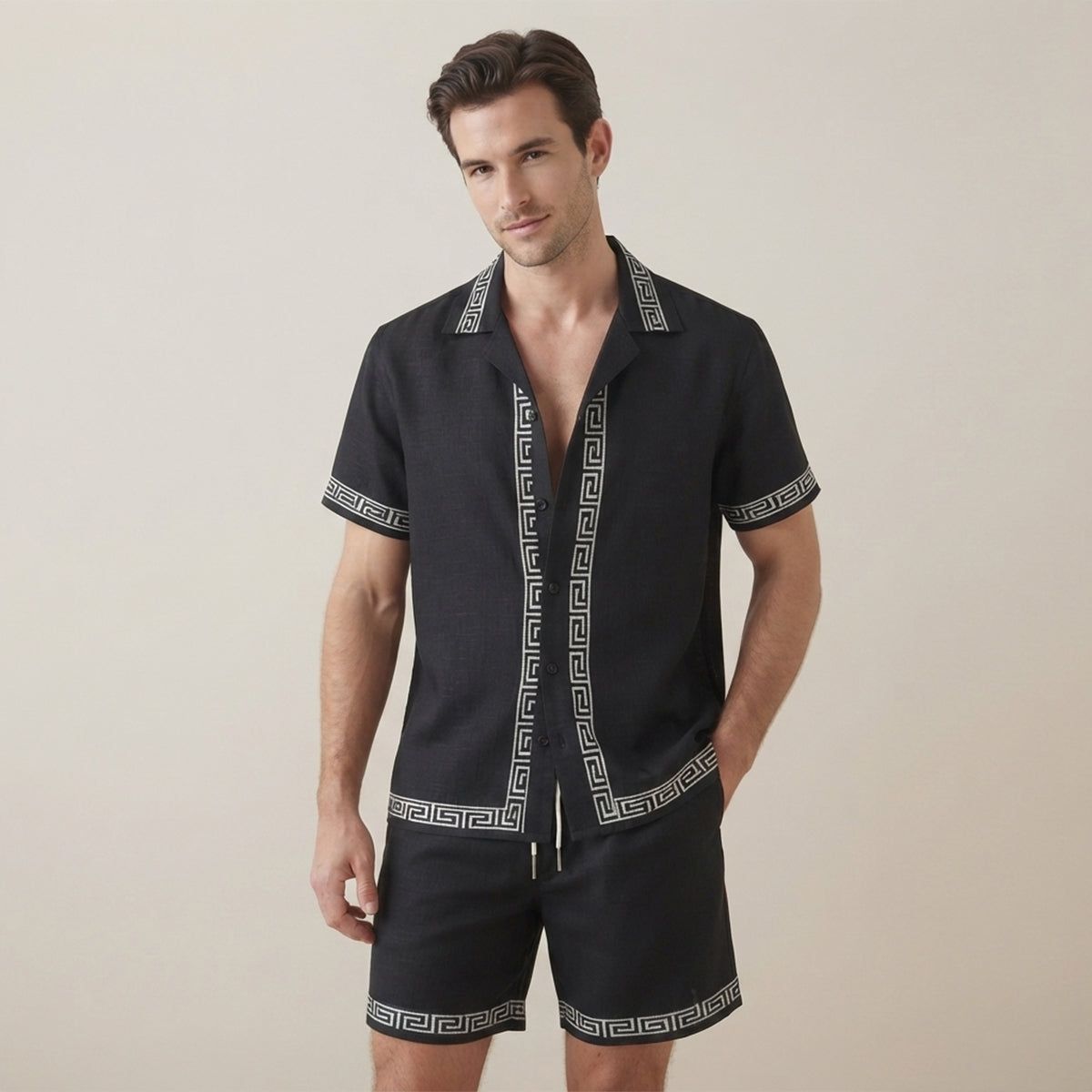 The Glenwood Ridge Men’s Casual Print Set – Shirt & Shorts