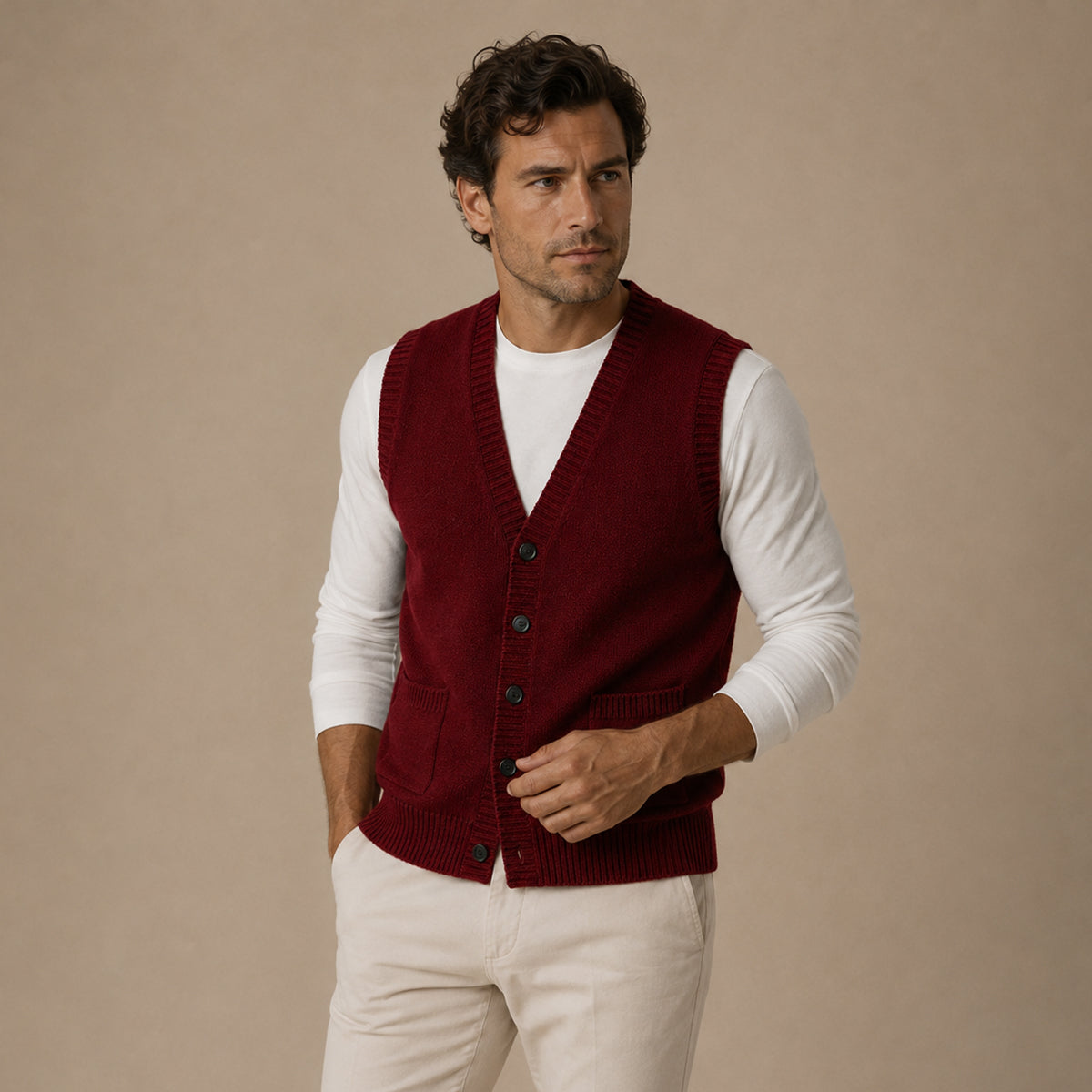 The Somerset Men’s Smart Casual Button Front Knit Vest